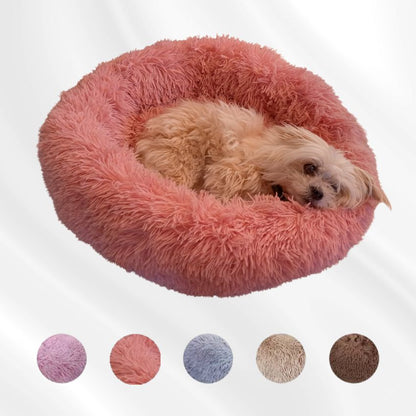 Laying dog comfortably inside calming pet bed