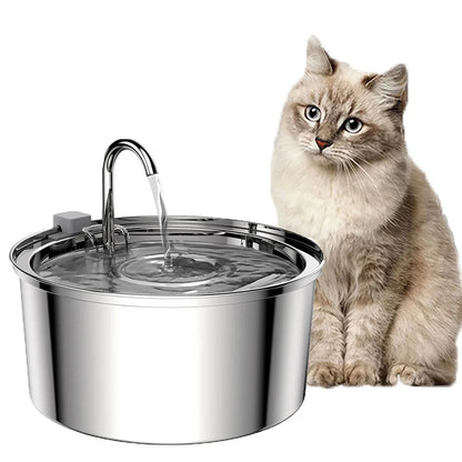 cat_and_stainless_steell_water_fountain_running