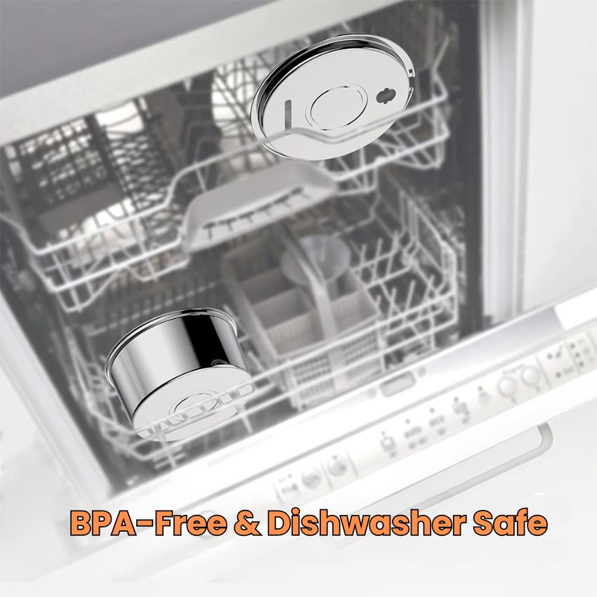 Stainless steel water fountain body is BPA-free and dishwasher safe. Dishwahser with bowl inside