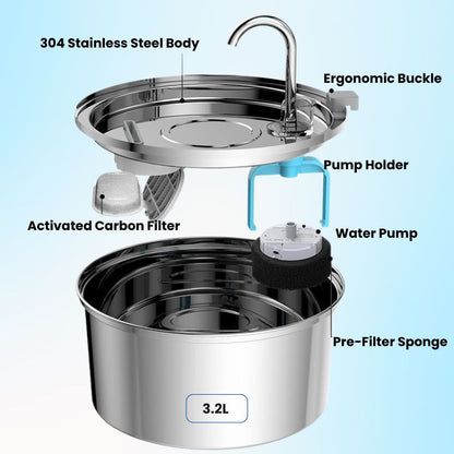3L Stainless Steel Pet Water Fountain