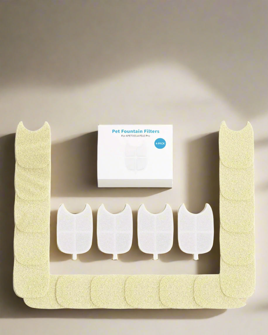 Wireless pet water fountain filter replacement for four months containing four filters and sixteen sponge filters