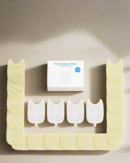 Wireless pet water fountain filter replacement for four months containing four filters and sixteen sponge filters